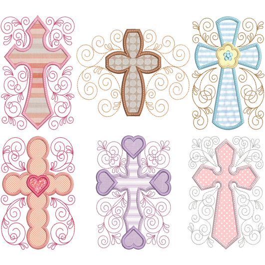 Swirly Crosses Machine Embroidery Designs by JuJu