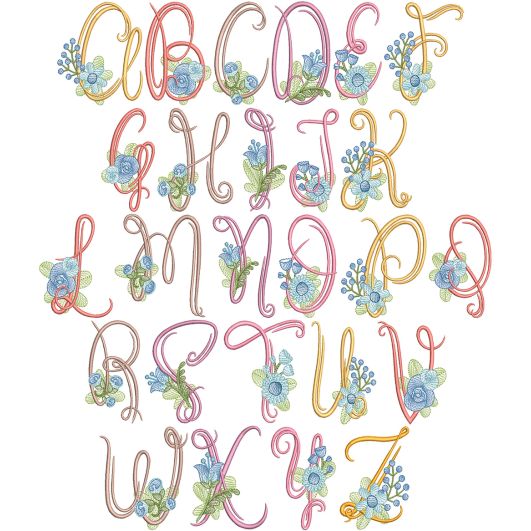Swirly Flower Alphabet | Machine Embroidery Designs by JuJu