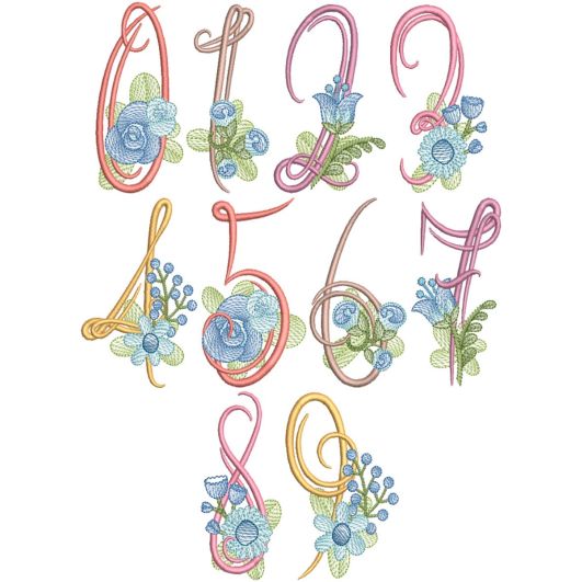 Swirly Flower Numbers | Machine Embroidery Designs by JuJu