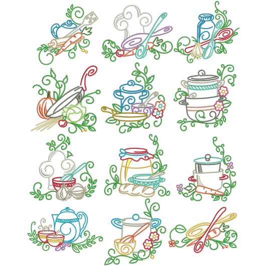 Swirly Kitchen Machine Embroidery Designs By JuJu