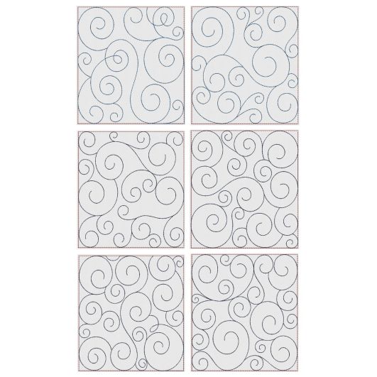 Swirly Quilt Blocks 3 Machine Embroidery Designs by JuJu