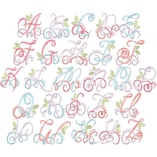 Swirly Script Alphabet | Machine Embroidery Designs by JuJu