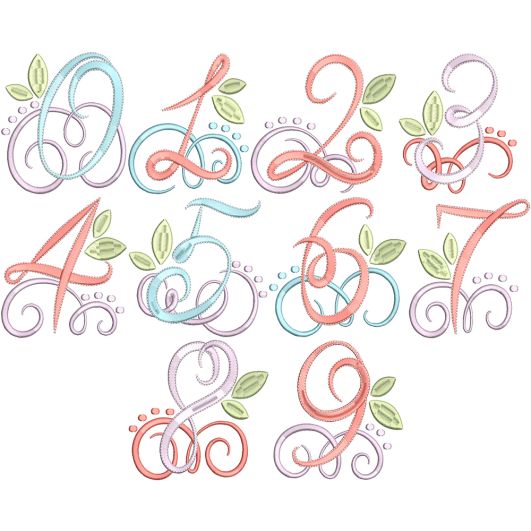 Swirly Script Numbers | Machine Embroidery Designs by JuJu