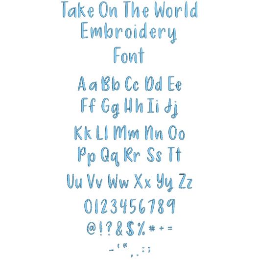 Take On The World Embroidery Font | Machine Embroidery Designs by JuJu