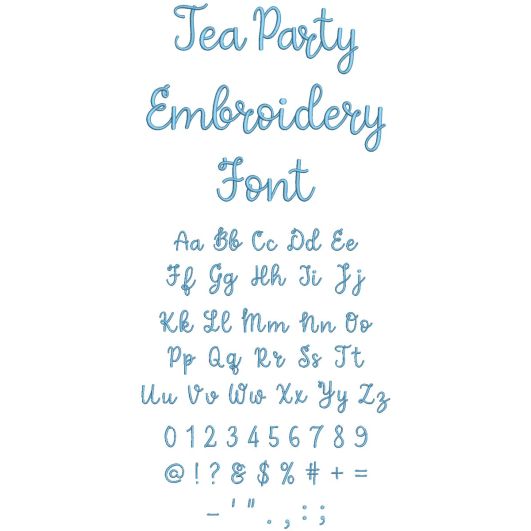 Tea Party Embroidery Font | Machine Embroidery Designs by JuJu