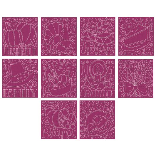 Thanksgiving Folk Quilt Blocks Machine Embroidery Designs by JuJu