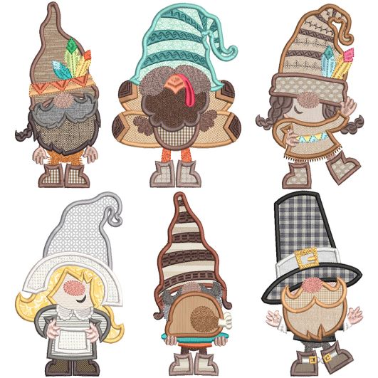 Thanksgiving Gnomes Digital Embroidery Designs by JuJu