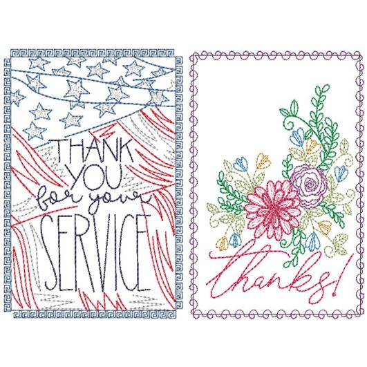 Thank You Greeting Cards 2 | Machine Embroidery Designs by JuJu