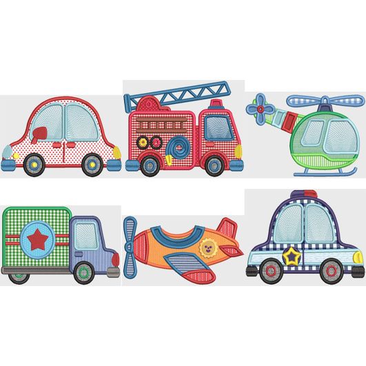 Things That Go 1 Digital Machine Embroidery Designs by JuJu