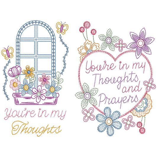 Thoughts and Prayers Greeting Cards Digital Embroidery Designs by JuJu