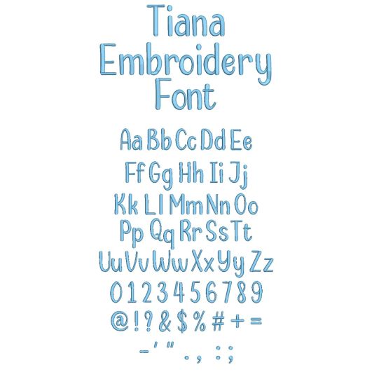 Tiana Embroidery Font | Machine Embroidery Designs by JuJu