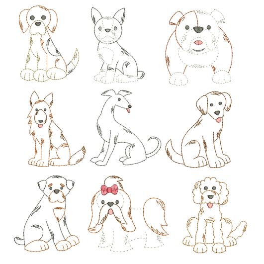 Top Dogs Vintage Stitch Set 2 Machine Embroidery Designs by JuJu