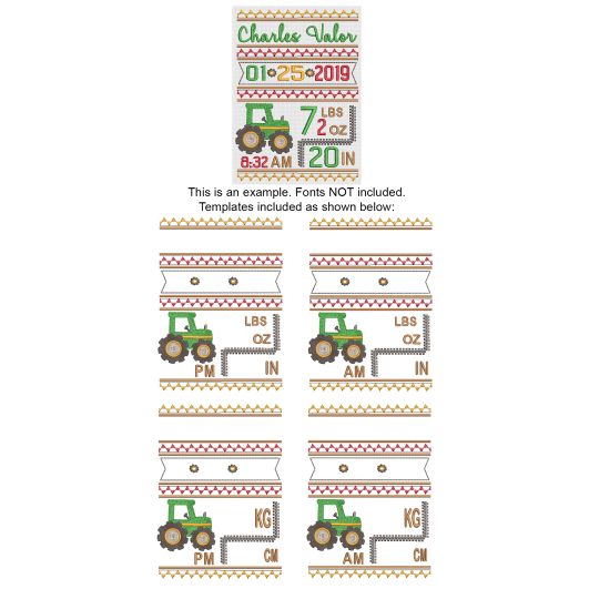 Tractor Birth Announcement Template Machine Embroidery Designs by JuJu