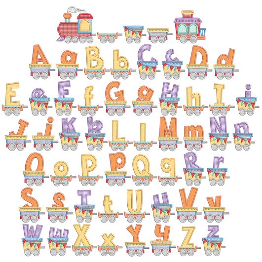 Train Alphabet Applique | Machine Embroidery Designs by JuJu