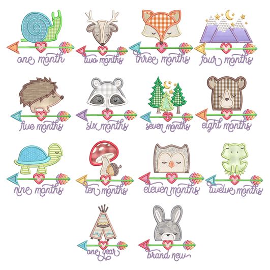 Tribal Baby Milestones Machine Embroidery Designs by JuJu