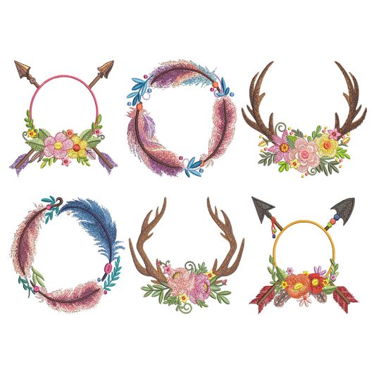 Tribal Monogram Frames | Machine Embroidery Designs by JuJu
