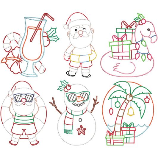 Tropical Christmas Digital Embroidery Designs by JuJu