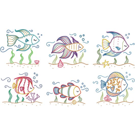 Tropical Fish Machine Embroidery Designs by JuJu