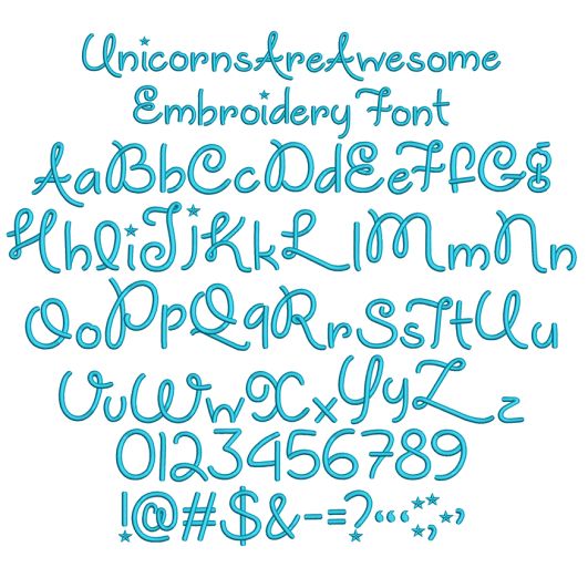 Unicorns Are Awesome Font Digital Embroidery Machine Designs by JuJu