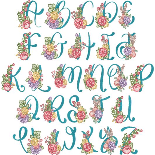 Valencia Alphabet | Machine Embroidery Designs by JuJu