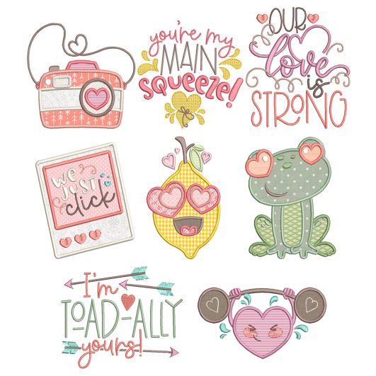 Valentine Giggles Machine Embroidery Designs by JuJu
