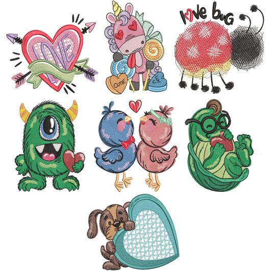 Valentines Sampler Machine Embroidery Designs by JuJu
