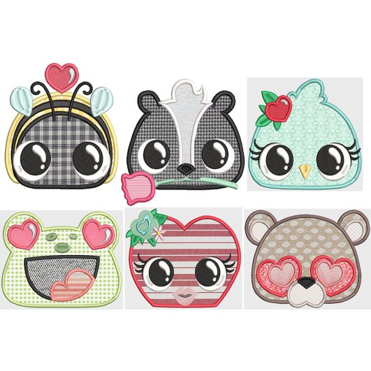 Valentine's Day Peekers Digital Embroidery Designs by JuJu