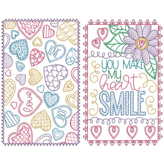 Valentines Greeting Cards 4 | Machine Embroidery Designs by JuJu