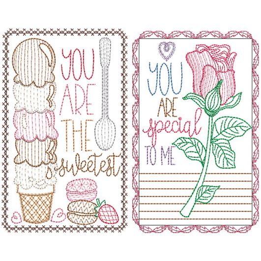 Valentines Greeting Cards 5 | Machine Embroidery Designs by JuJu