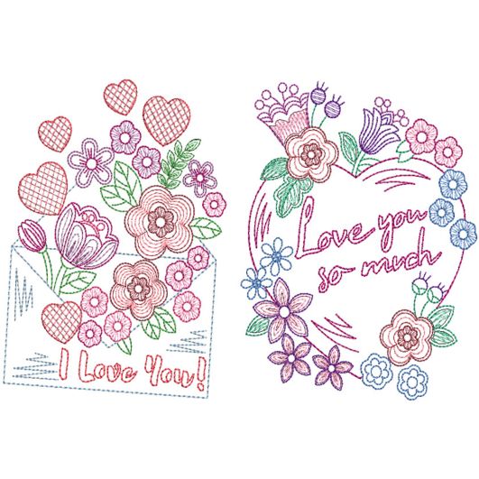 Valentines Greeting Cards 1 Digital Embroidery Designs by JuJu
