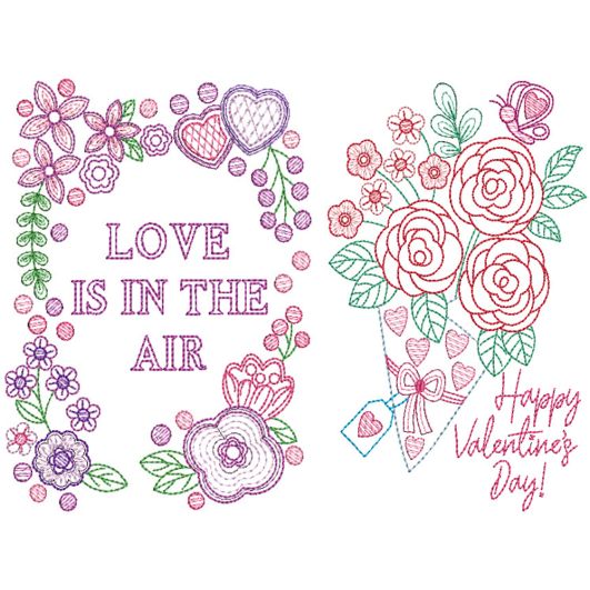 Valentines Greeting Cards 2 Digital Embroidery Designs by JuJu
