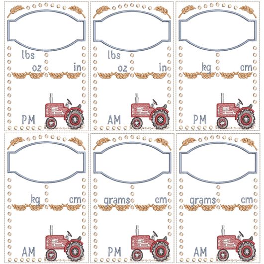 Vintage Tractor Birth Announcement Machine Embroidery Designs by JuJu