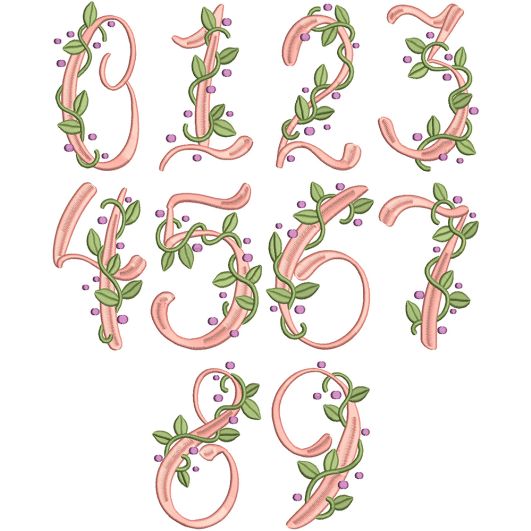 Vineyard Vine Numbers | Machine Embroidery Designs by JuJu