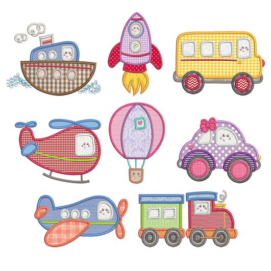 Vroom Vroom Applique Machine Embroidery Designs by JuJu