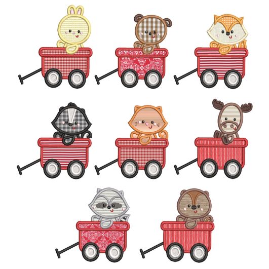Wagon Critters 2 Applique Machine Embroidery Designs by JuJu 