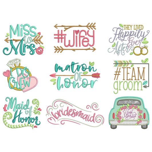 Wedding Word Art Machine Embroidery Designs By JuJu
