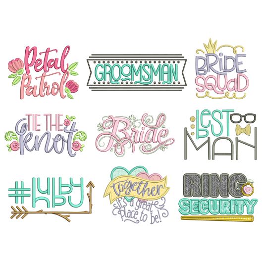Wedding Word Art Machine Embroidery Designs By JuJu


