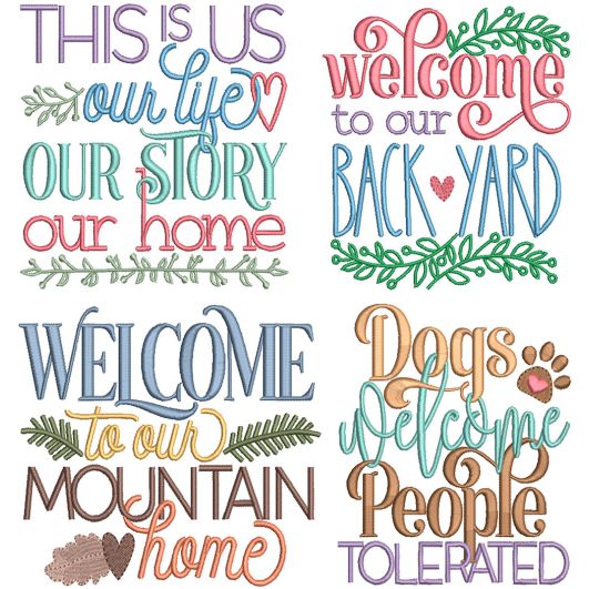 Welcome Signs 2 | Machine Embroidery Designs by JuJu
