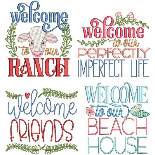 Welcome Signs 3 | Machine Embroidery Designs by JuJu
