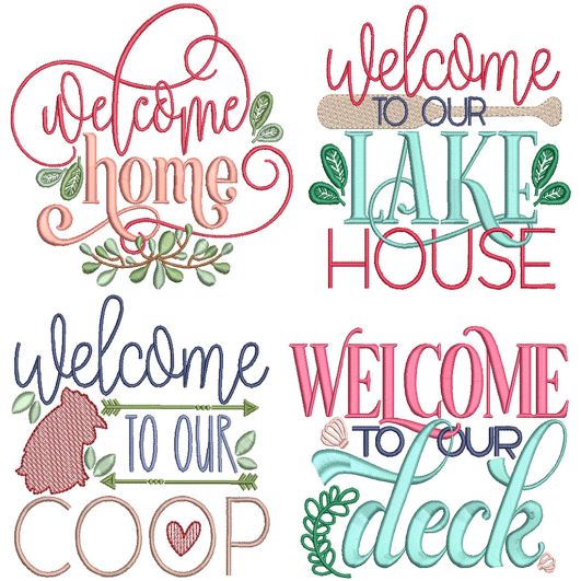 Welcome Signs 5 | Machine Embroidery Designs by JuJu