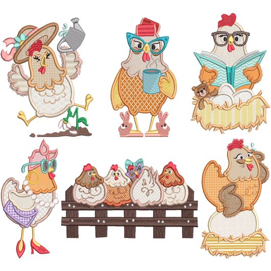 Whimsical Chickens | Machine Embroidery Designs by JuJu