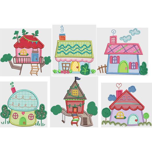 Whimsy Cottages 1 Machine Embroidery Designs by JuJu