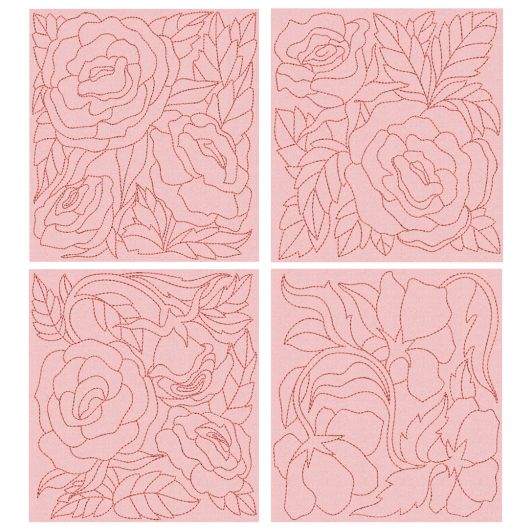 Wild Flower Quilt Blocks 3 Machine Embroidery Designs by JuJu