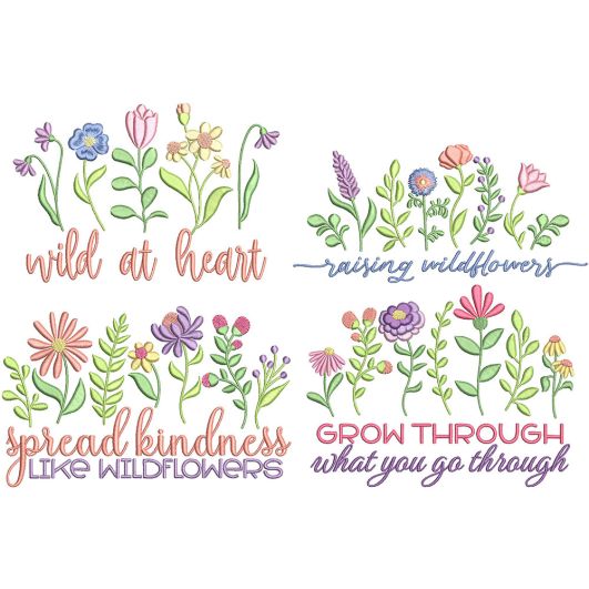Wildflower Sayings 2 | Machine Embroidery Designs by JuJu