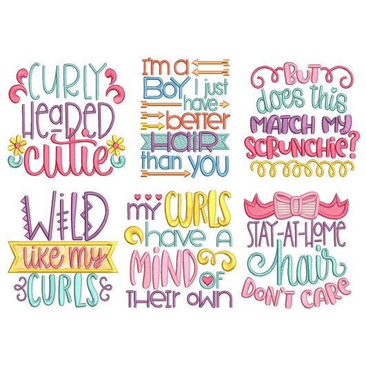 Wild Hair Word Art Machine Embroidery Designs by JuJu
