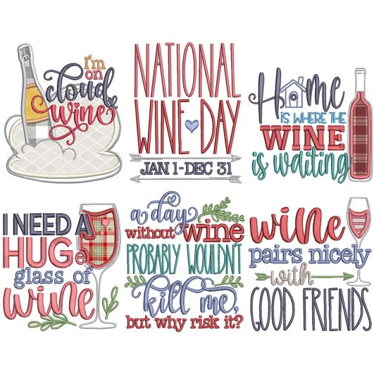 Wine Word Art 2 | Machine Embroidery Designs by JuJu