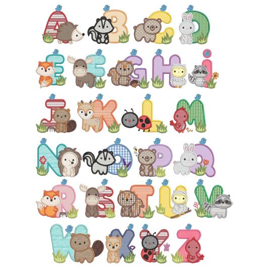 Woodland Applique Alphabet | Machine Embroidery Designs by JuJu