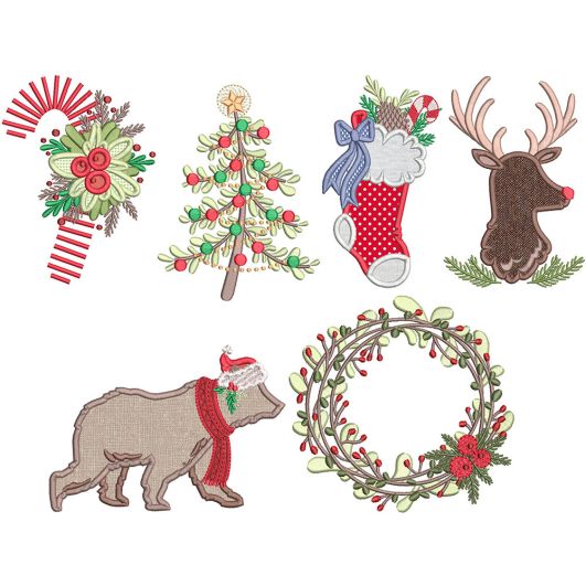 Woodsy Christmas Applique | Machine Embroidery Designs by JuJu