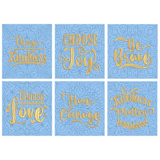 Words To Live By Quilt Blocks | Machine Embroidery Designs by JuJu