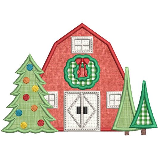 Xmas Barn Applique | Machine Embroidery Designs by JuJu
